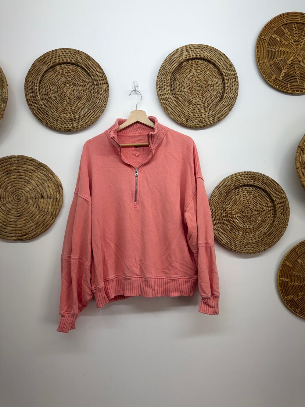 Aerie Red Quarter Zip Sweatshirt Large
